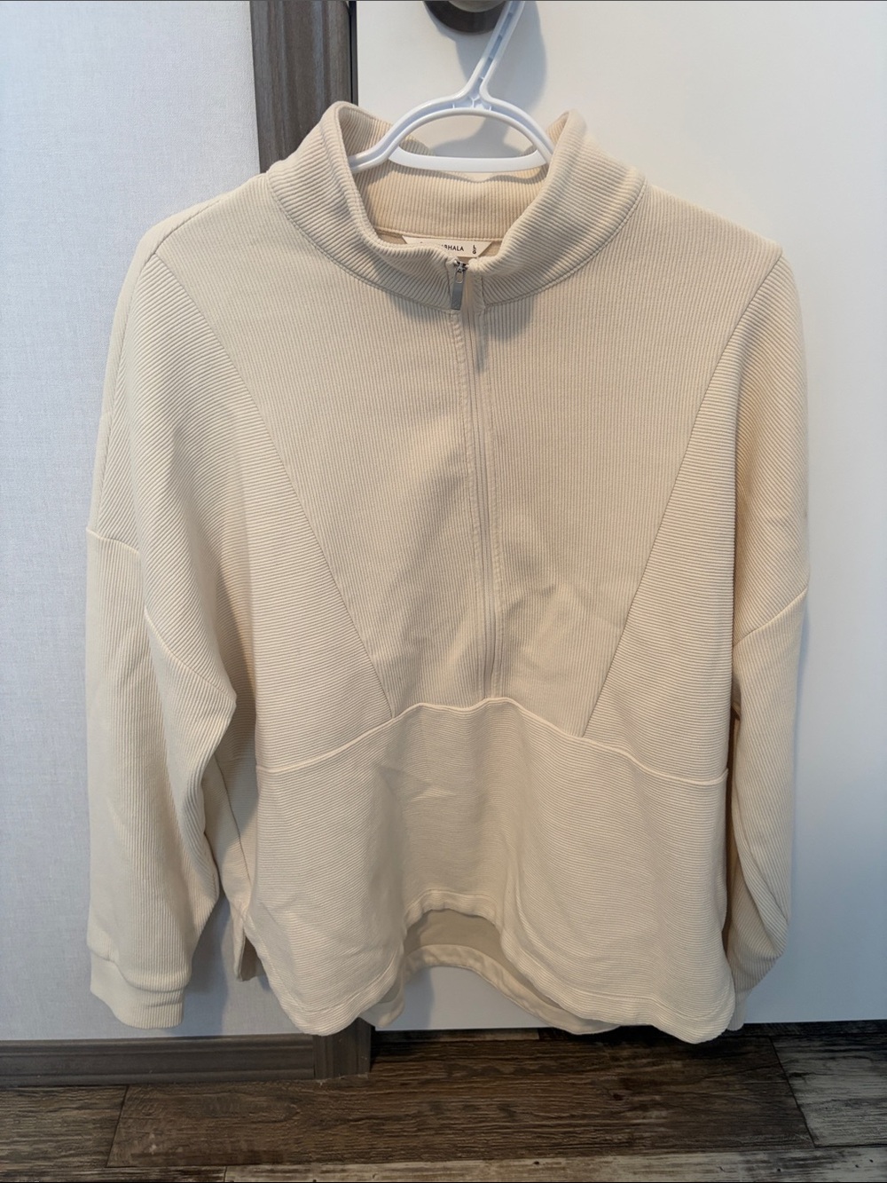 Women’s Cream Quarter-Zip Ribbed Sweater